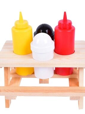 Kitchen Condiment Squeeze Bottles Set - Red, Yellow, White, Black